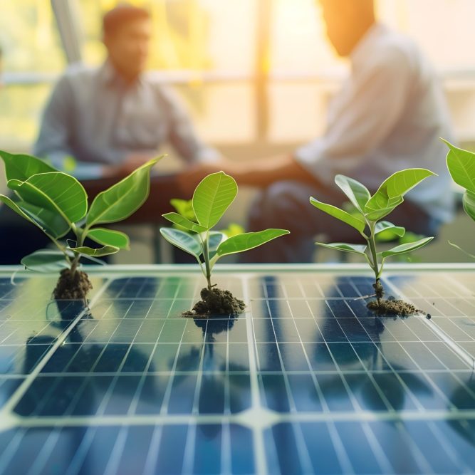 Solar panels green energy Business people working in green eco friendly office business meeting creative ideas for business eco friendly professional teaching corporate people sustaina : Generative AI Solar panels green energy Business people working in green eco friendly office business meeting creative ideas for business eco friendly professional teaching corporate people sustaina : Generative AI